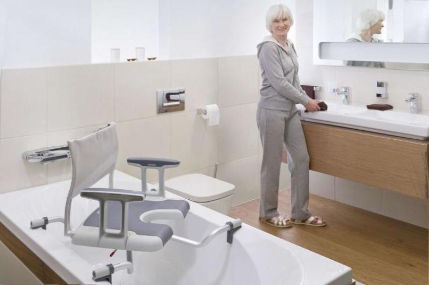 Silla de baño taburete con asidera integrada para ducha