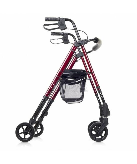 Rollator CR04 rojo freno maneta vista lateral.jpg