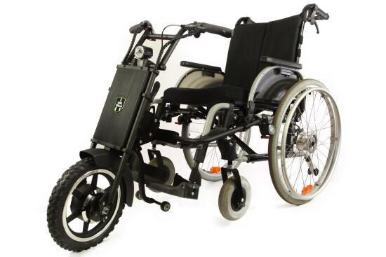 Handbike UNAwheel Maxi con silla de ruedas.JPG